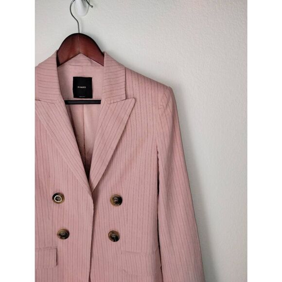 Pinkos Womens Blazer Sz 4 Pink Striped Jacket Italian Designer Royalty Corpcore - Picture 2 of 10